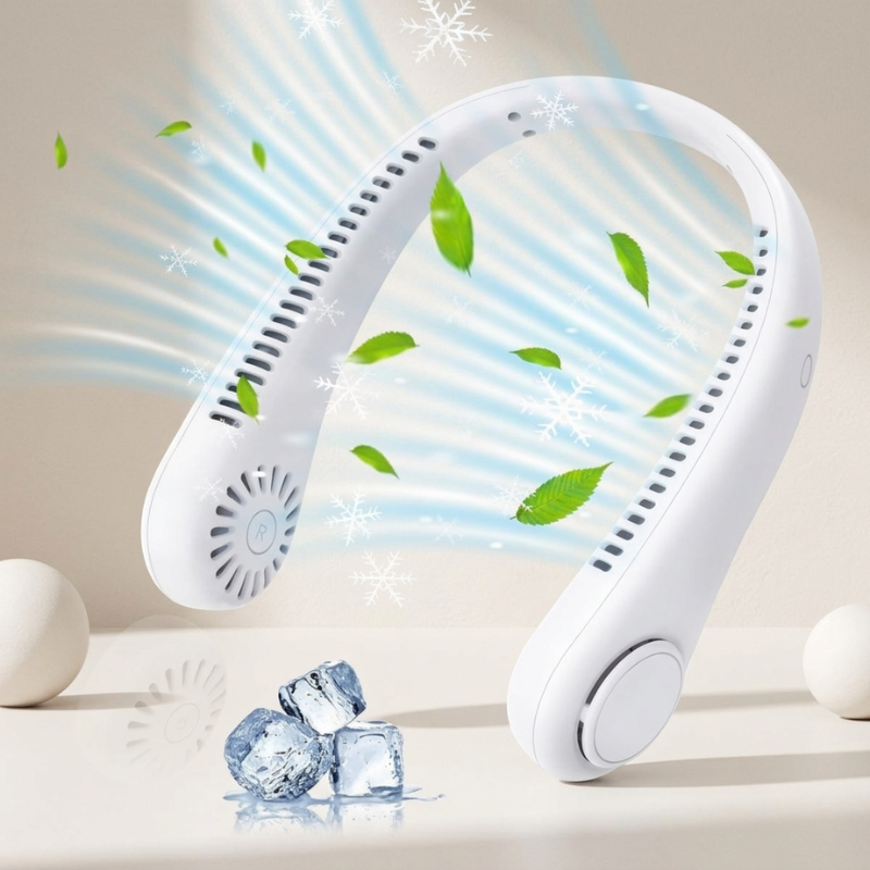 Portable Bladeless Neck Fan Rechargeable 360 Degree Airflow ABS