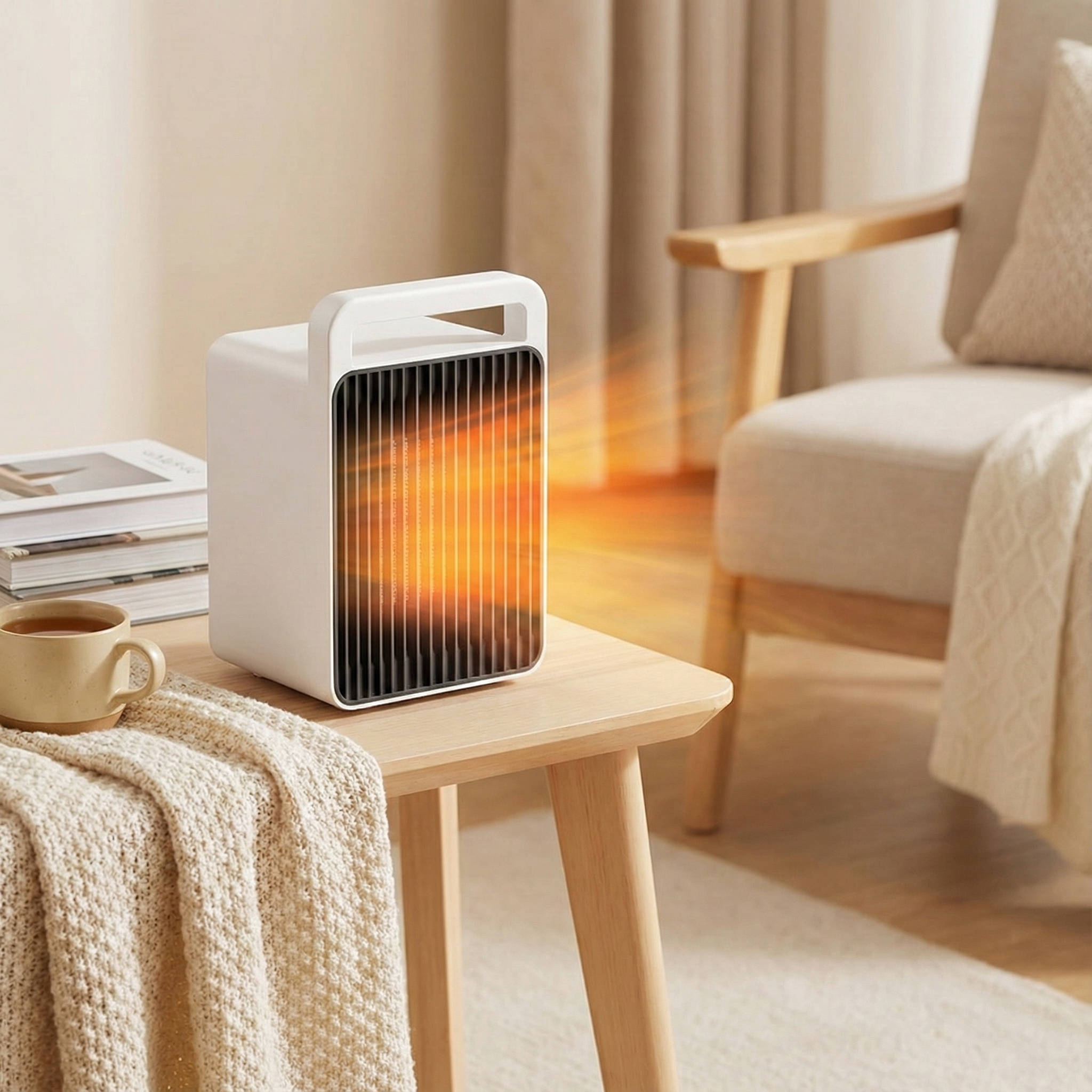 Portable Electric Heater, 600W, 3-Second Heating, PTC Ceramic, Dual Heat Settings