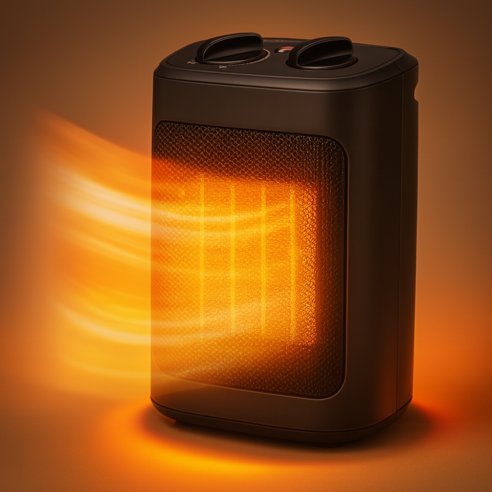 Ceramic Space Heater, Portable, Adjustable Thermostat, Tip-Over Protection