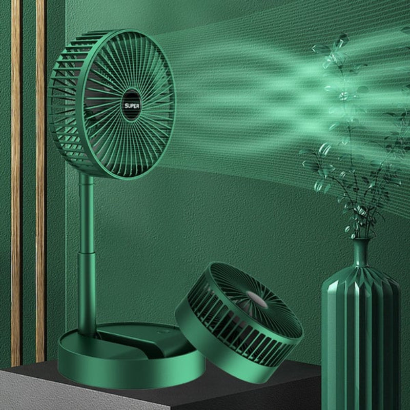 Portable Foldable USB Fan 4 Speed Quiet Motor Rechargeable