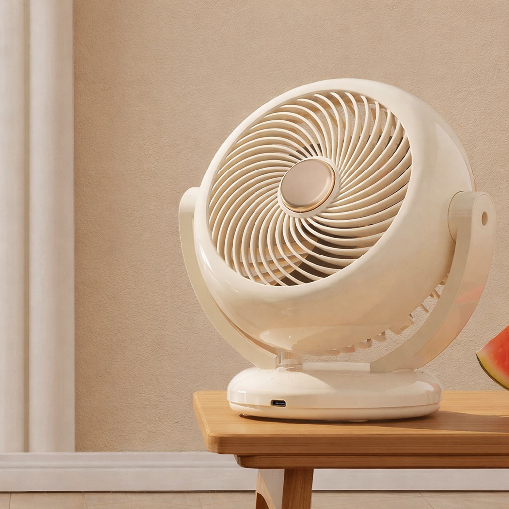 Portable Mini Fan Dual Use Handheld Desktop Adjustable Head Rechargeable Battery