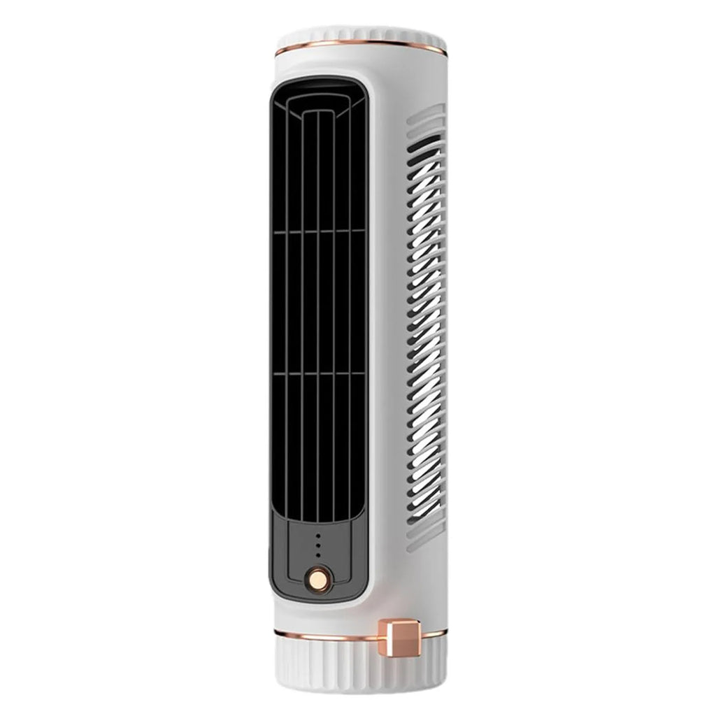 Portable Tower Fan, Bladeless Design, 360° Air Circulation, Battery Operated
