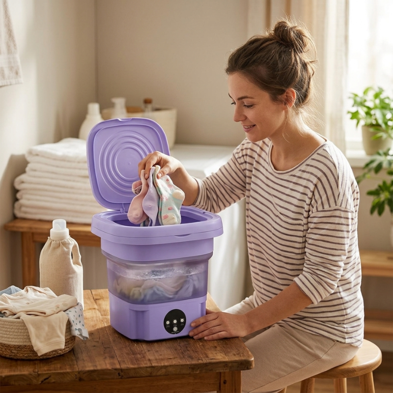 Portable Washing Machine 8 L Foldable Timer Modes Compact