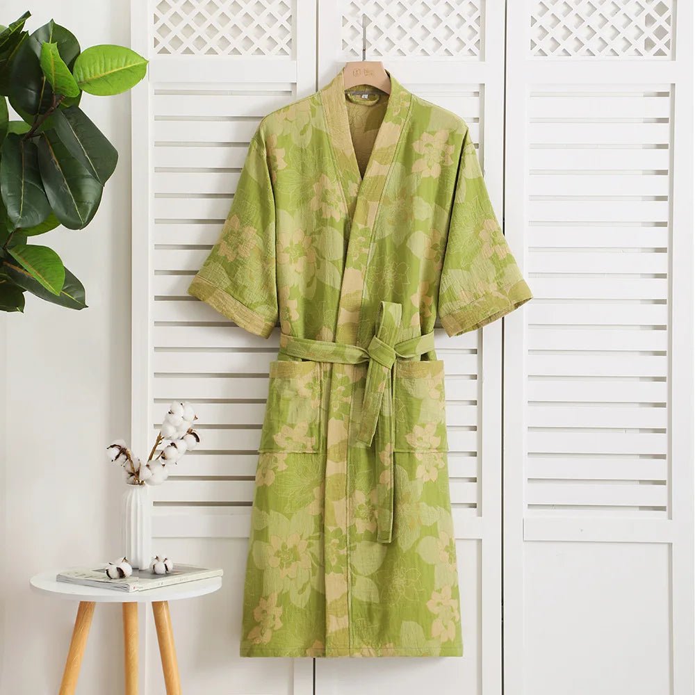 Reversible Kimono Bathrobe Organic Cotton Lightweight Soft Robe VexonGear