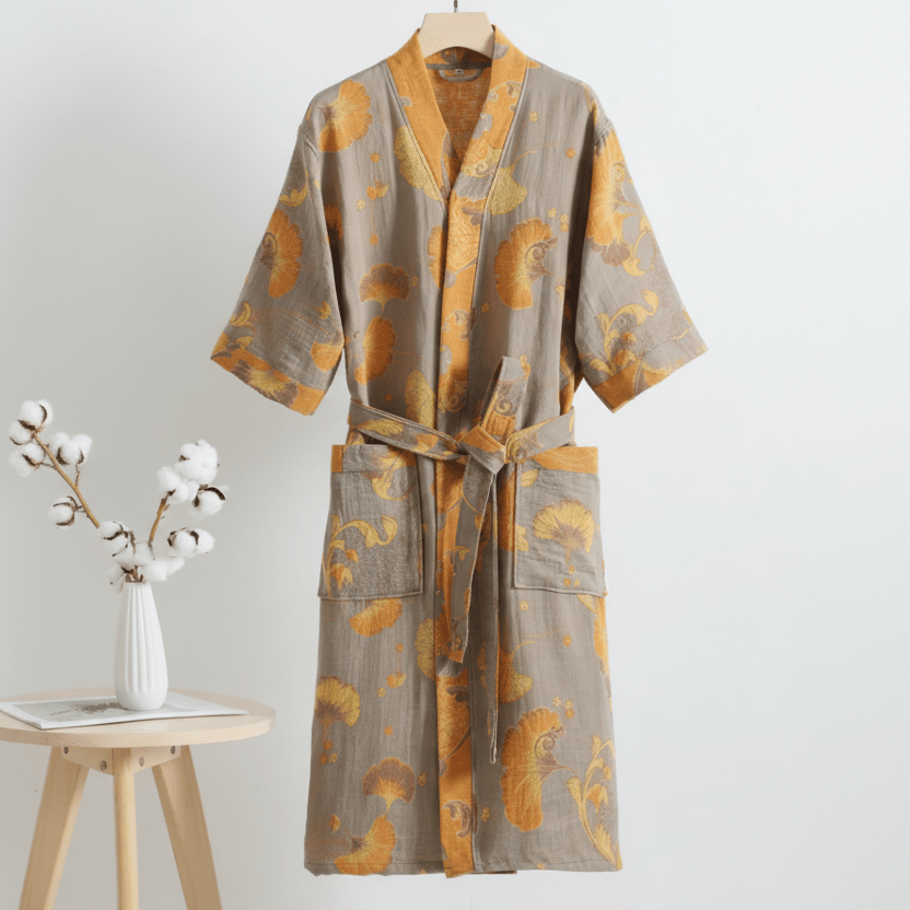 Reversible Kimono Bathrobe Organic Cotton Lightweight Soft Robe VexonGear