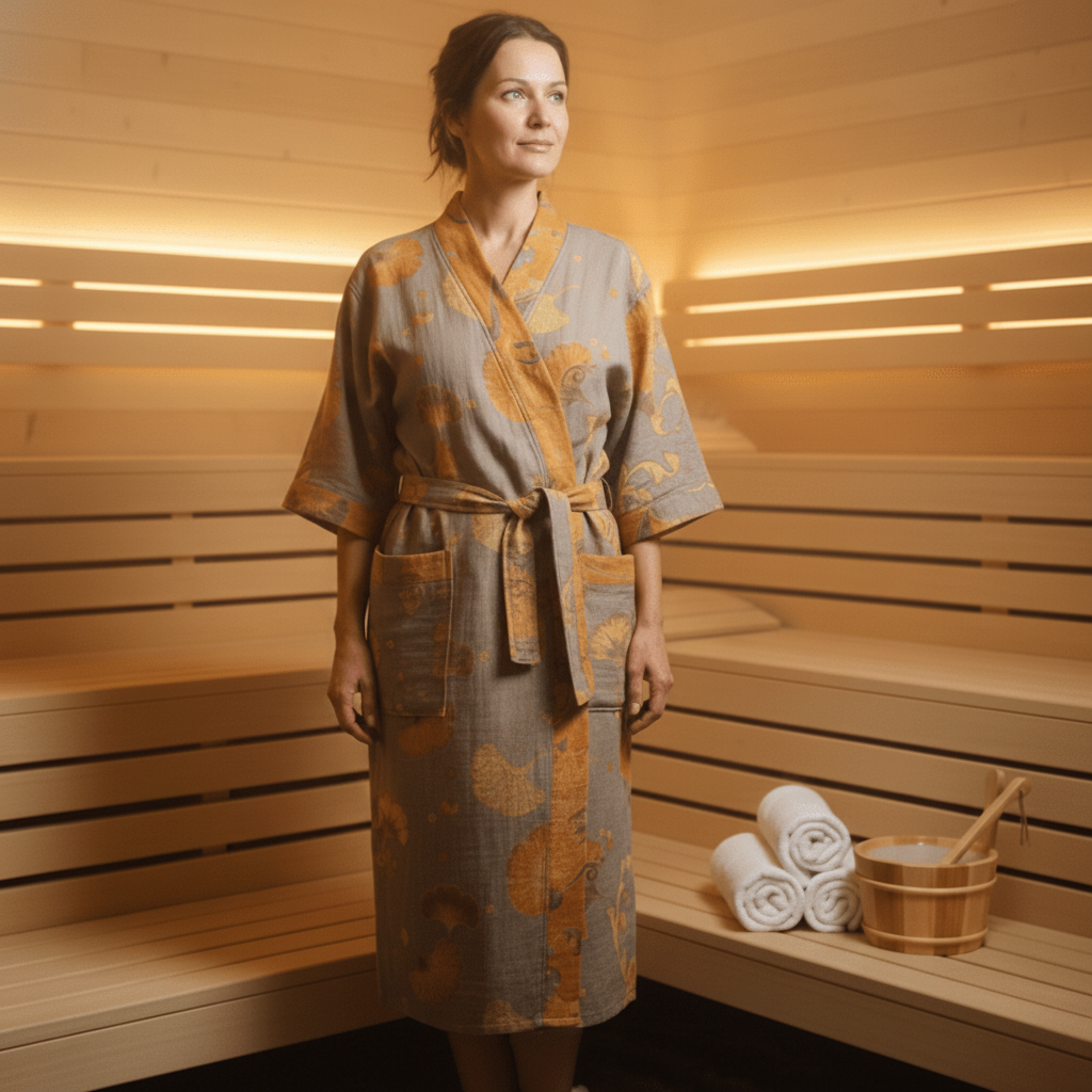 Reversible Kimono Bathrobe Organic Cotton Lightweight Soft Robe VexonGear
