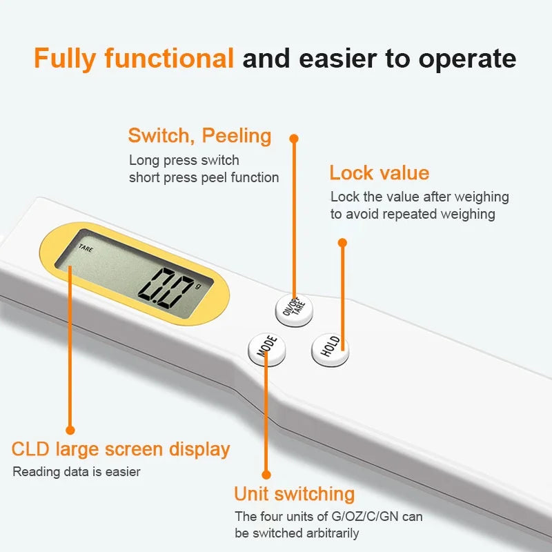 Digital Kitchen Scale Spoon | LCD Display Precision Measuring Tool VexonGear