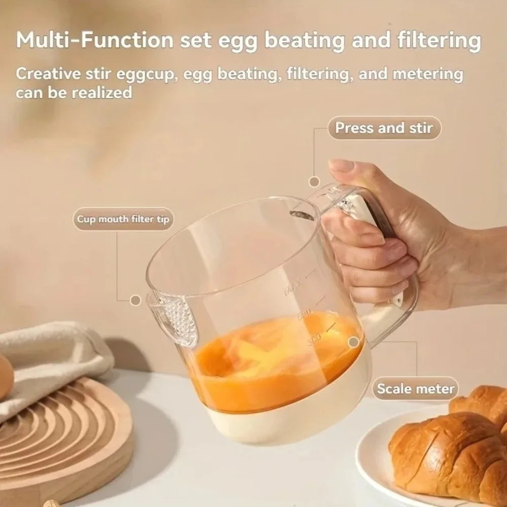 Kitchen Mixing Cup | Manual Stirring Beater With Spring Handle VexonGear