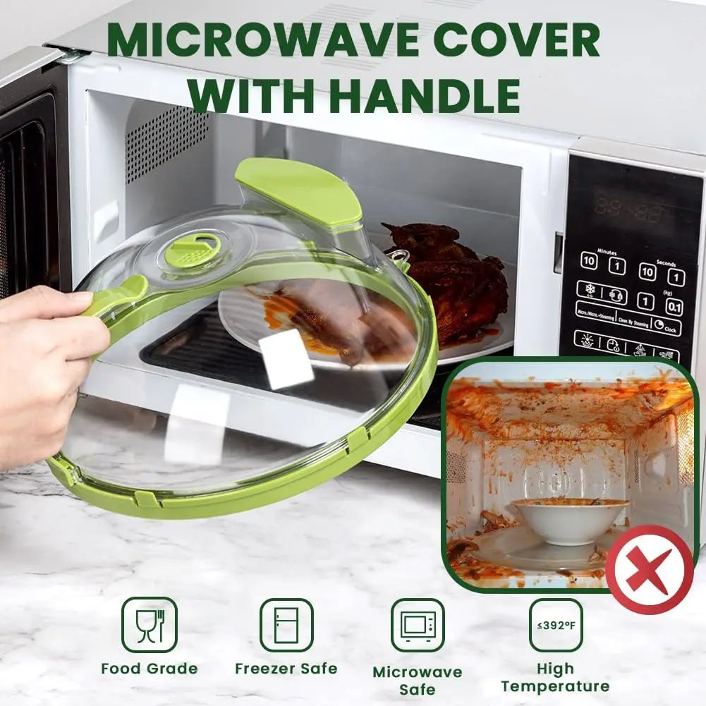 Microwave Food Cover | Steam Vent Splatter Guard With Handle VexonGear