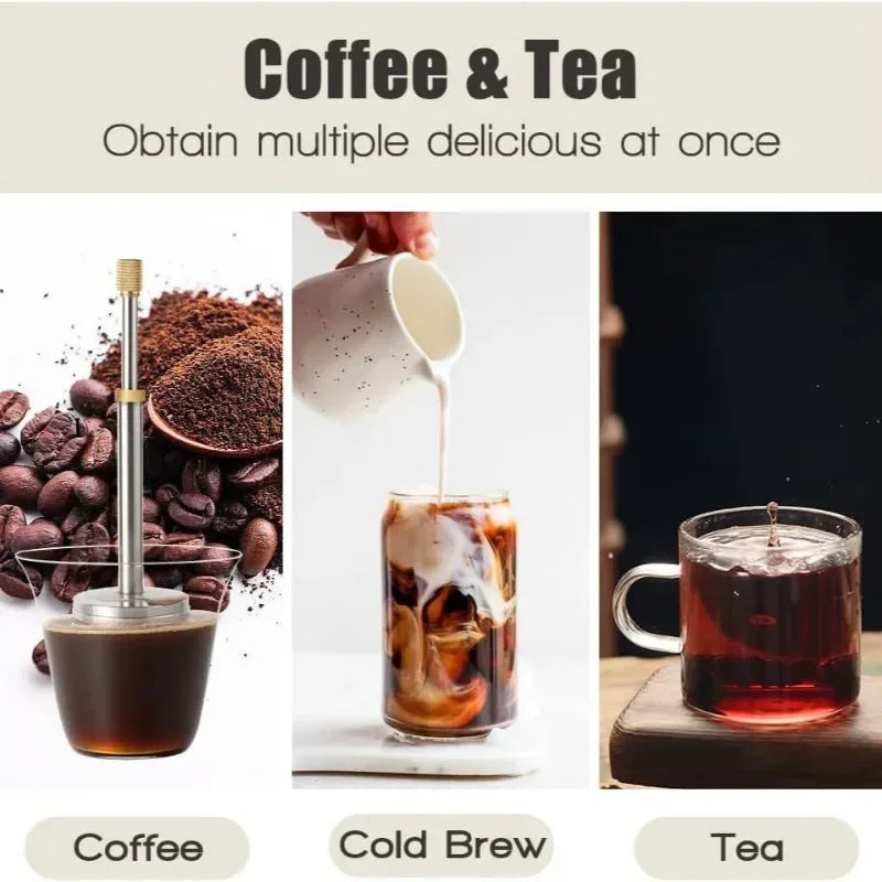Portable French Press Coffee & Tea Maker | Stainless Steel Travel Brewer VexonGear