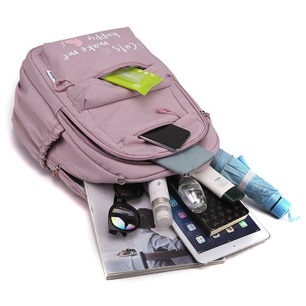 Kawaii School Backpack | Cat Design With Multiple Compartments VexonGear