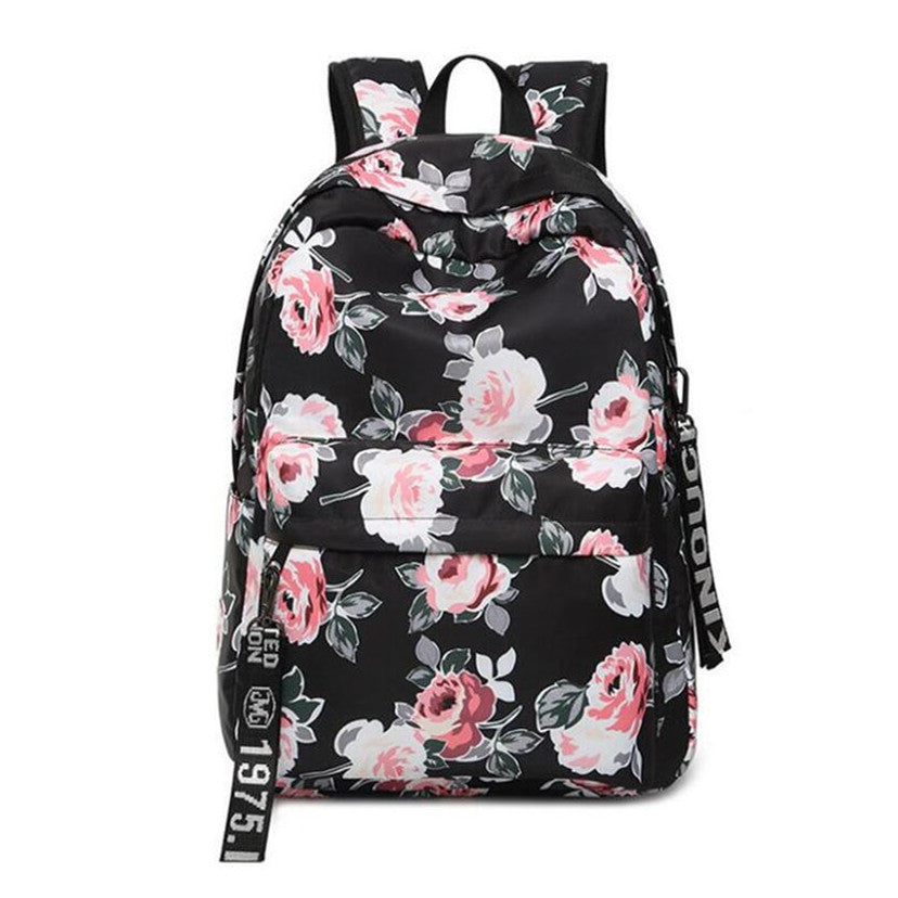 Kawaii Cat Pattern Backpack | Canvas School Bag With Fish Bone Print VexonGear