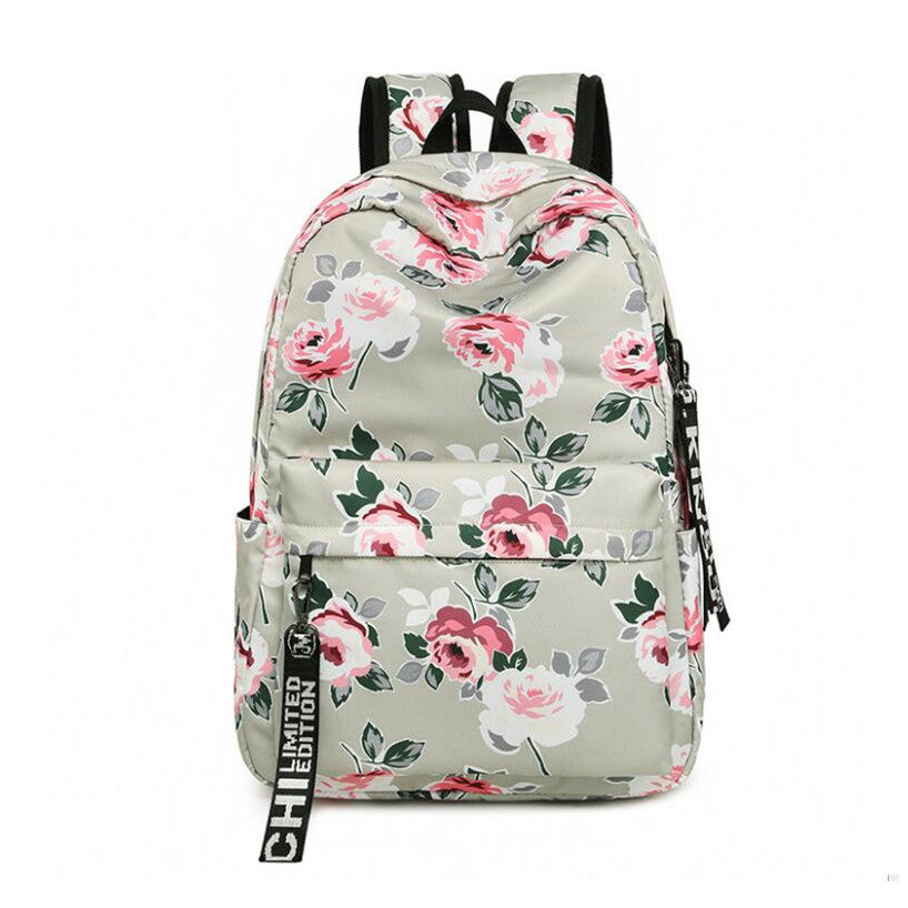 Kawaii Cat Pattern Backpack | Canvas School Bag With Fish Bone Print VexonGear