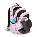 Floral School Backpack | Pink Botanical Print With Pom Charm VexonGear