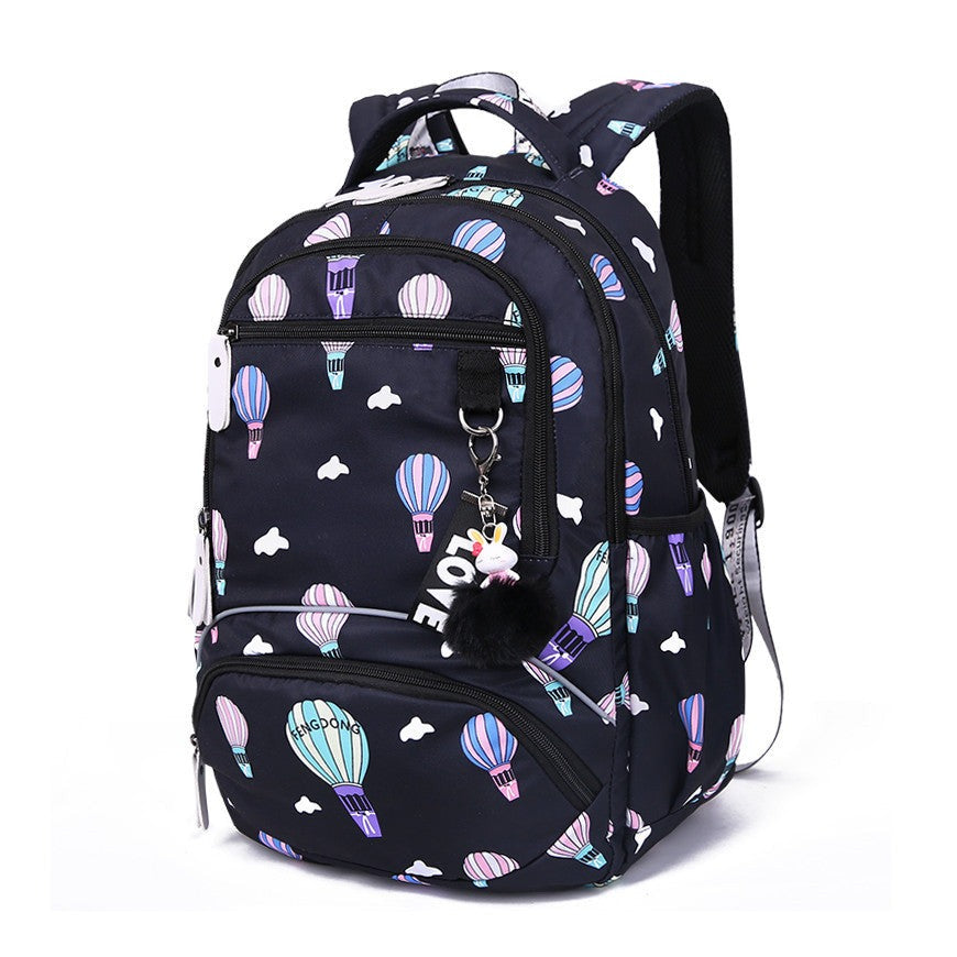 Floral School Backpack | Pink Botanical Print With Pom Charm VexonGear