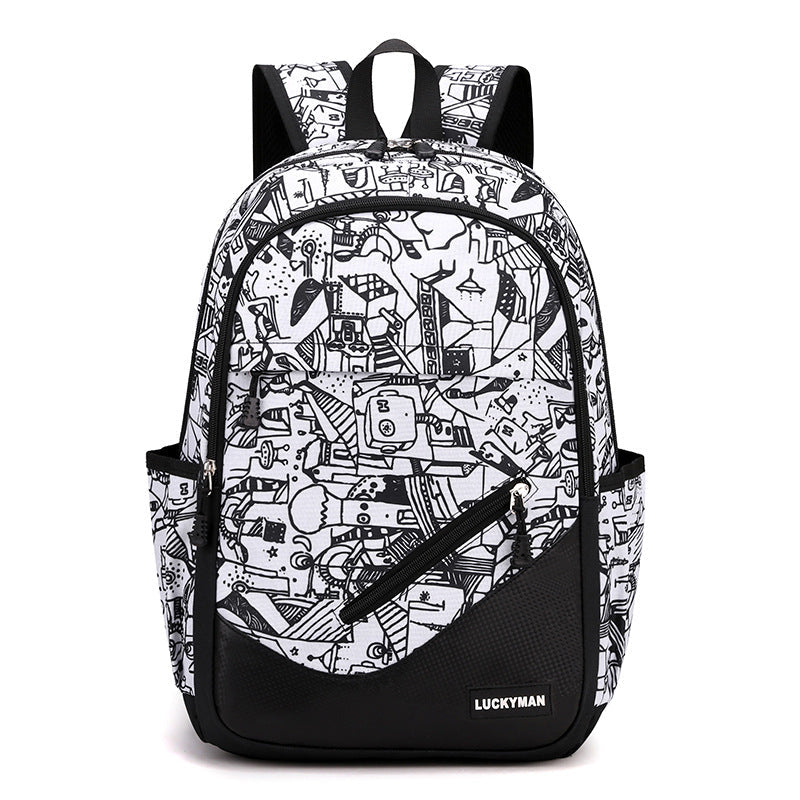 Urban Graphic Backpack | Black & White Geometric Pattern VexonGear