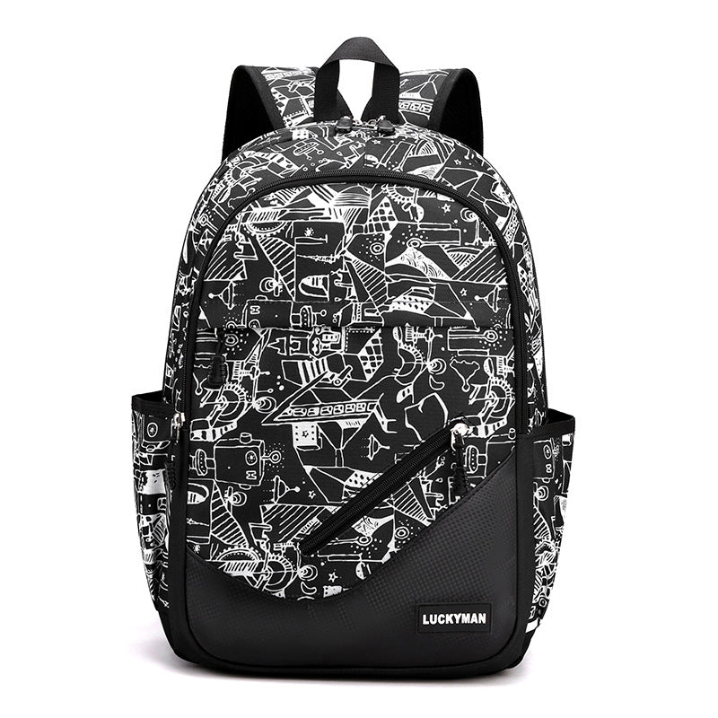 Urban Graphic Backpack | Black & White Geometric Pattern VexonGear