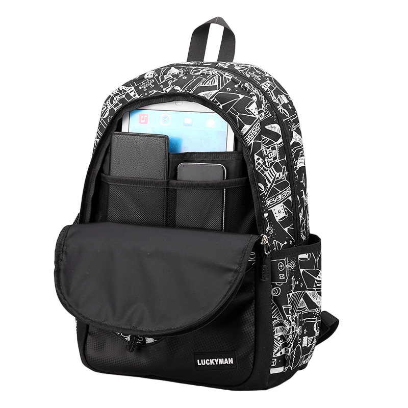 Urban Graphic Backpack | Black & White Geometric Pattern VexonGear