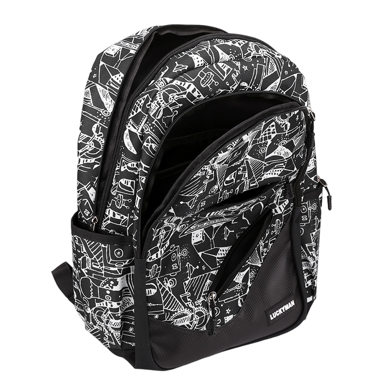Urban Graphic Backpack | Black & White Geometric Pattern VexonGear