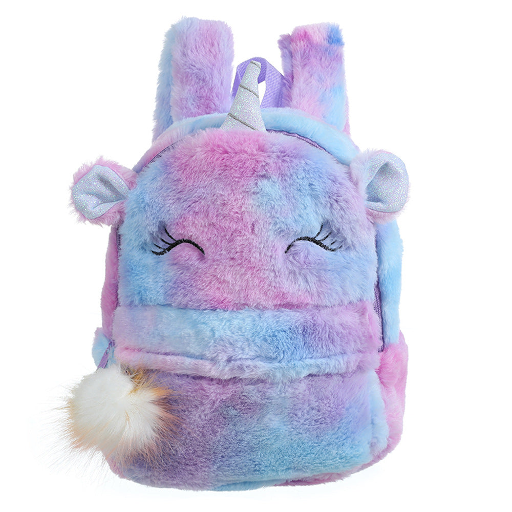 Plush Unicorn Backpack | Pastel Rainbow Fur Design VexonGear