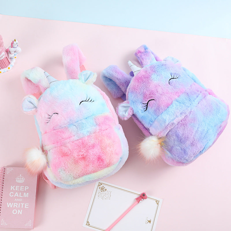 Plush Unicorn Backpack | Pastel Rainbow Fur Design VexonGear