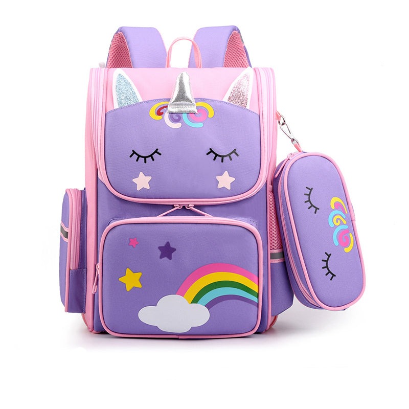Kids Unicorn School Backpack | Rainbow Design With Matching Pencil Case VexonGear
