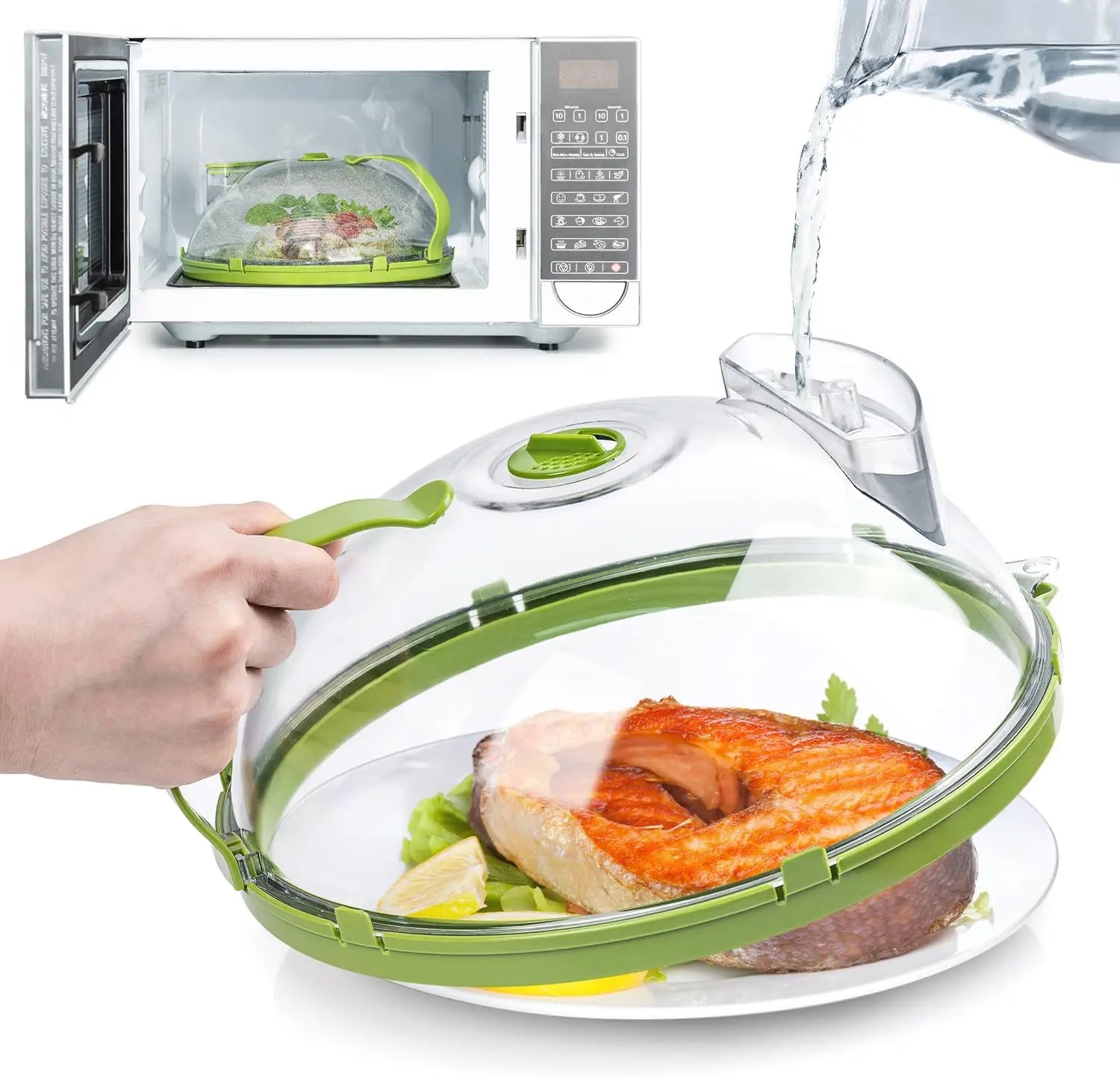 Microwave Food Cover | Steam Vent Splatter Guard With Handle VexonGear