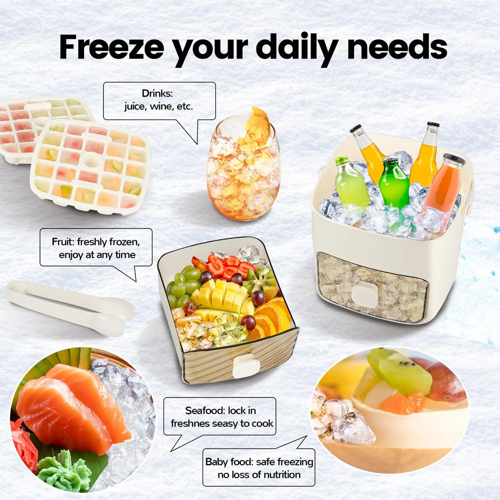 Modern Ice Cube Maker | Double Layer Storage With Handle VexonGear