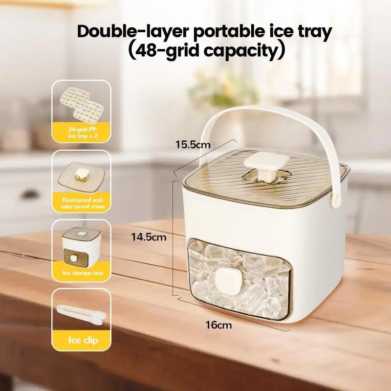 Modern Ice Cube Maker | Double Layer Storage With Handle VexonGear