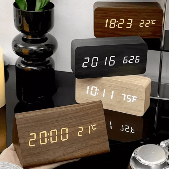 Vexon LED Wooden Clock with Voice Control