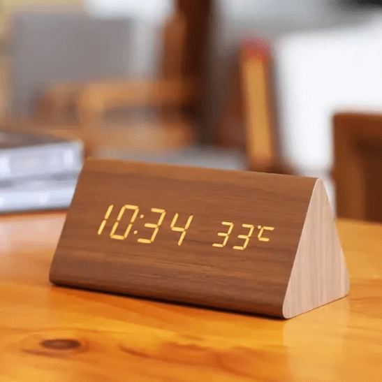 Vexon LED Wooden Clock with Voice Control