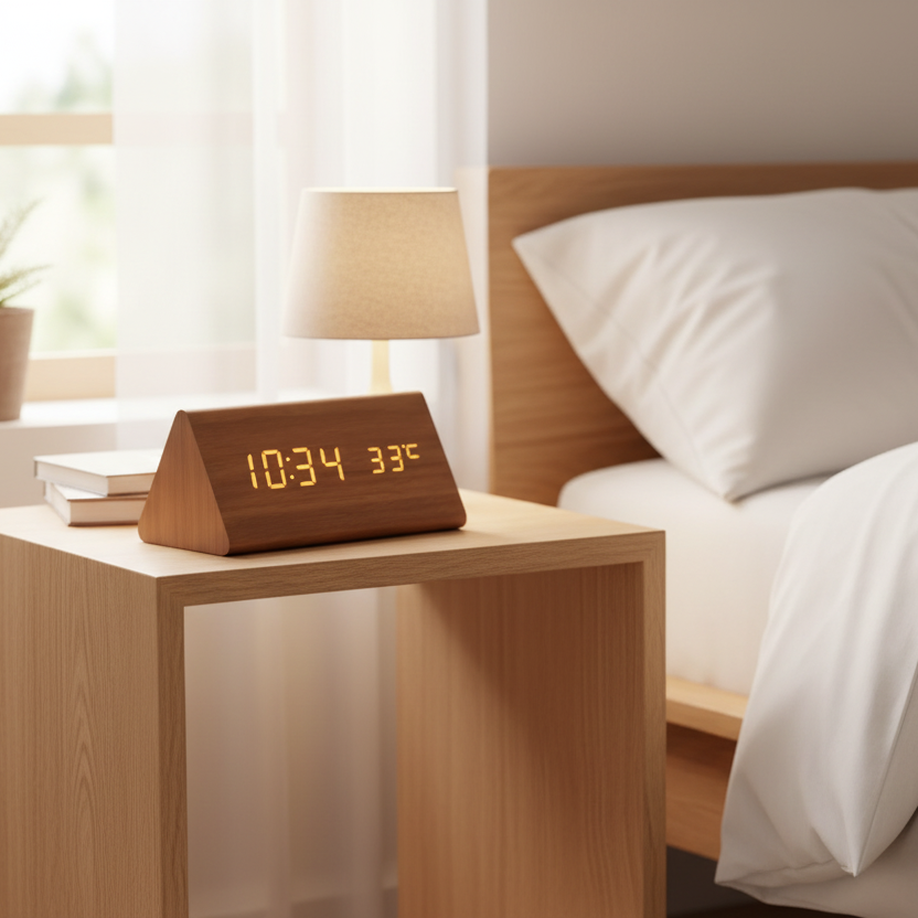 Vexon LED Wooden Clock with Voice Control