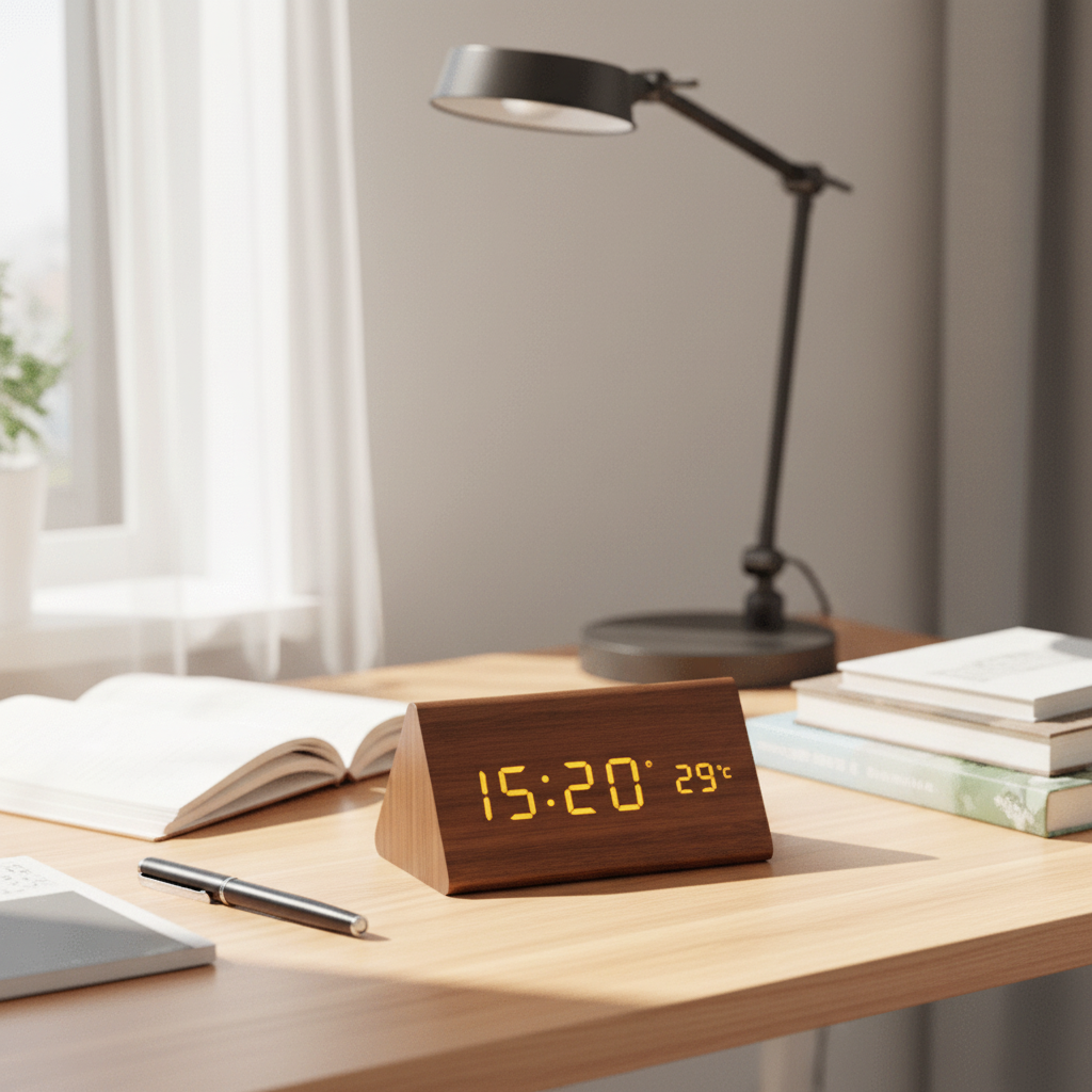 Vexon LED Wooden Clock with Voice Control