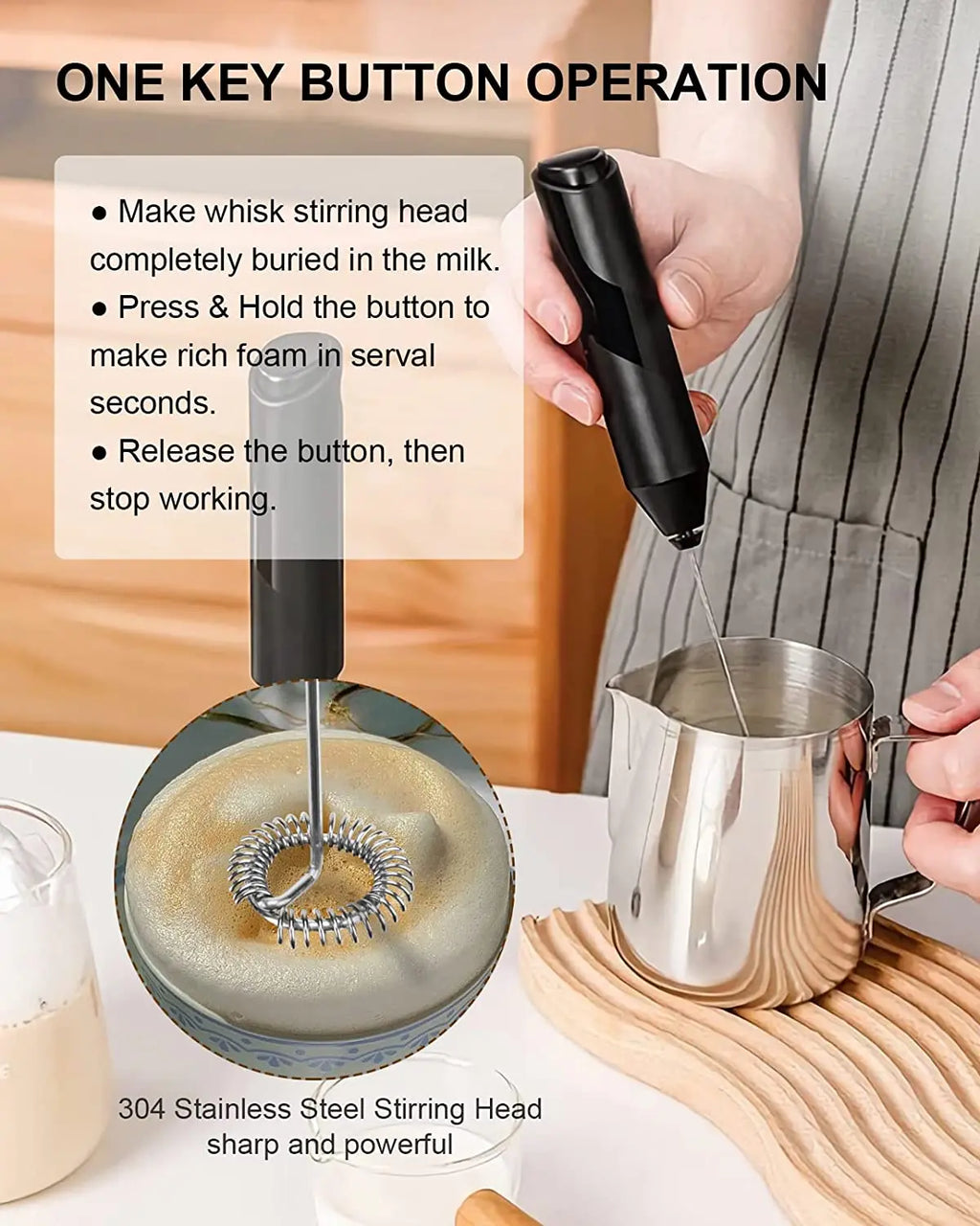 Electric Milk Frother | Professional Handheld Coffee Whisk VexonGear