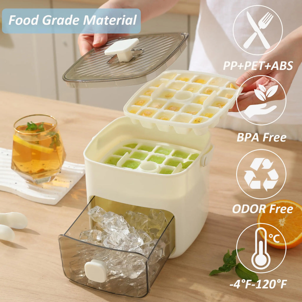 Modern Ice Cube Maker | Double Layer Storage With Handle VexonGear