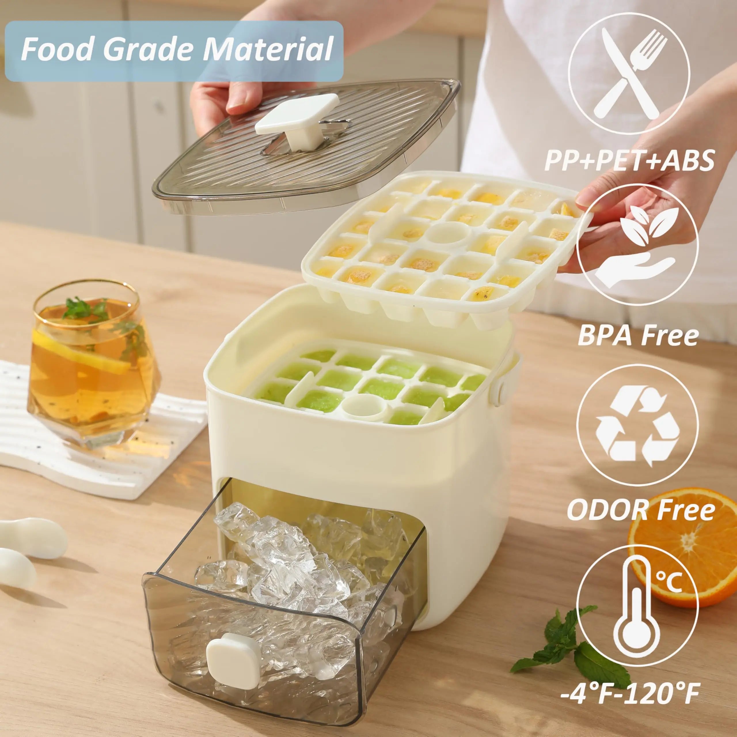 Modern Ice Cube Maker | Double Layer Storage With Handle VexonGear
