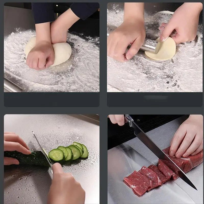 Stainless Steel Cutting Board | Durable Kitchen Surface With Raised Edge VexonGear
