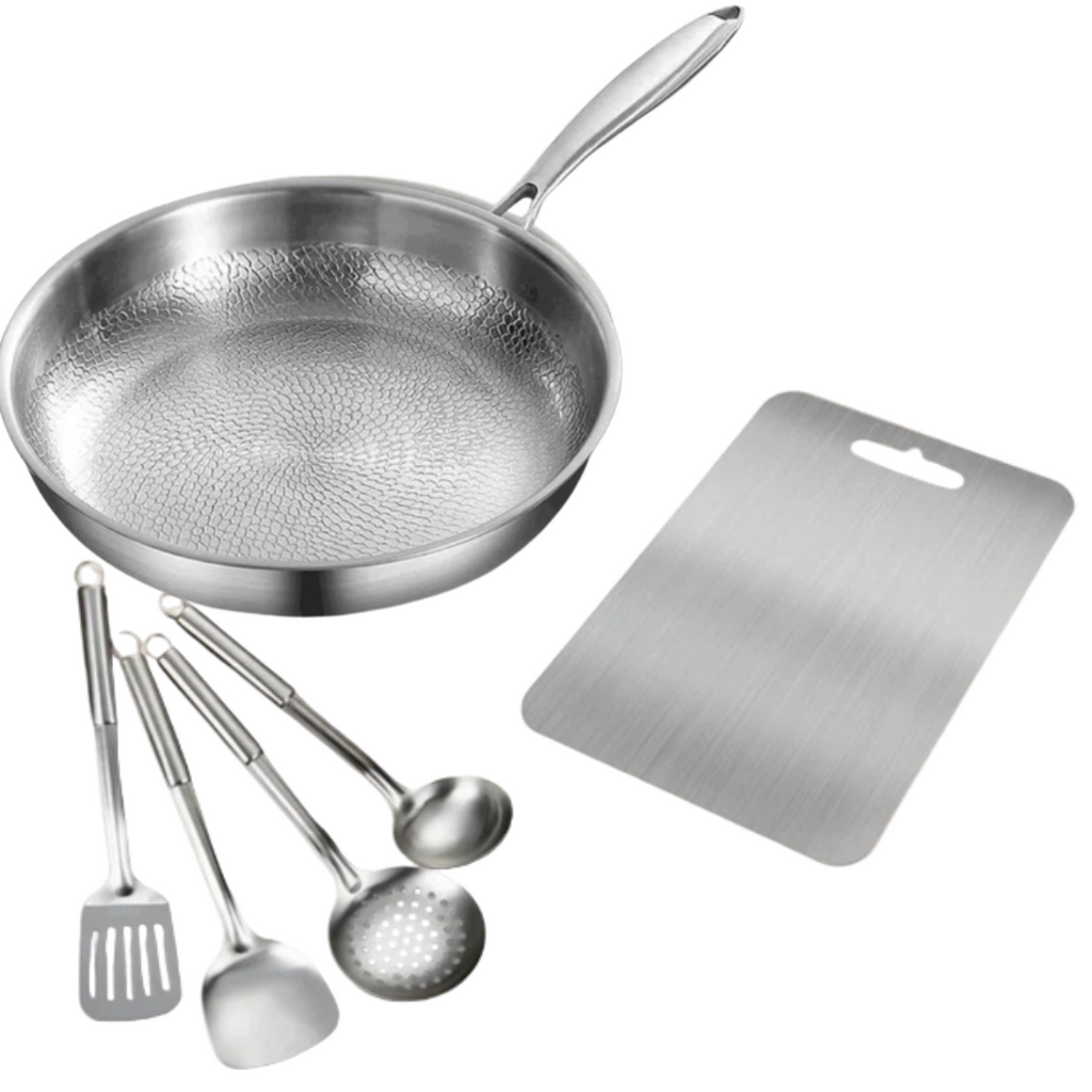 Titanium Cookware Set | Hammered Non-Stick Pan with Kitchen Utensils VexonGear