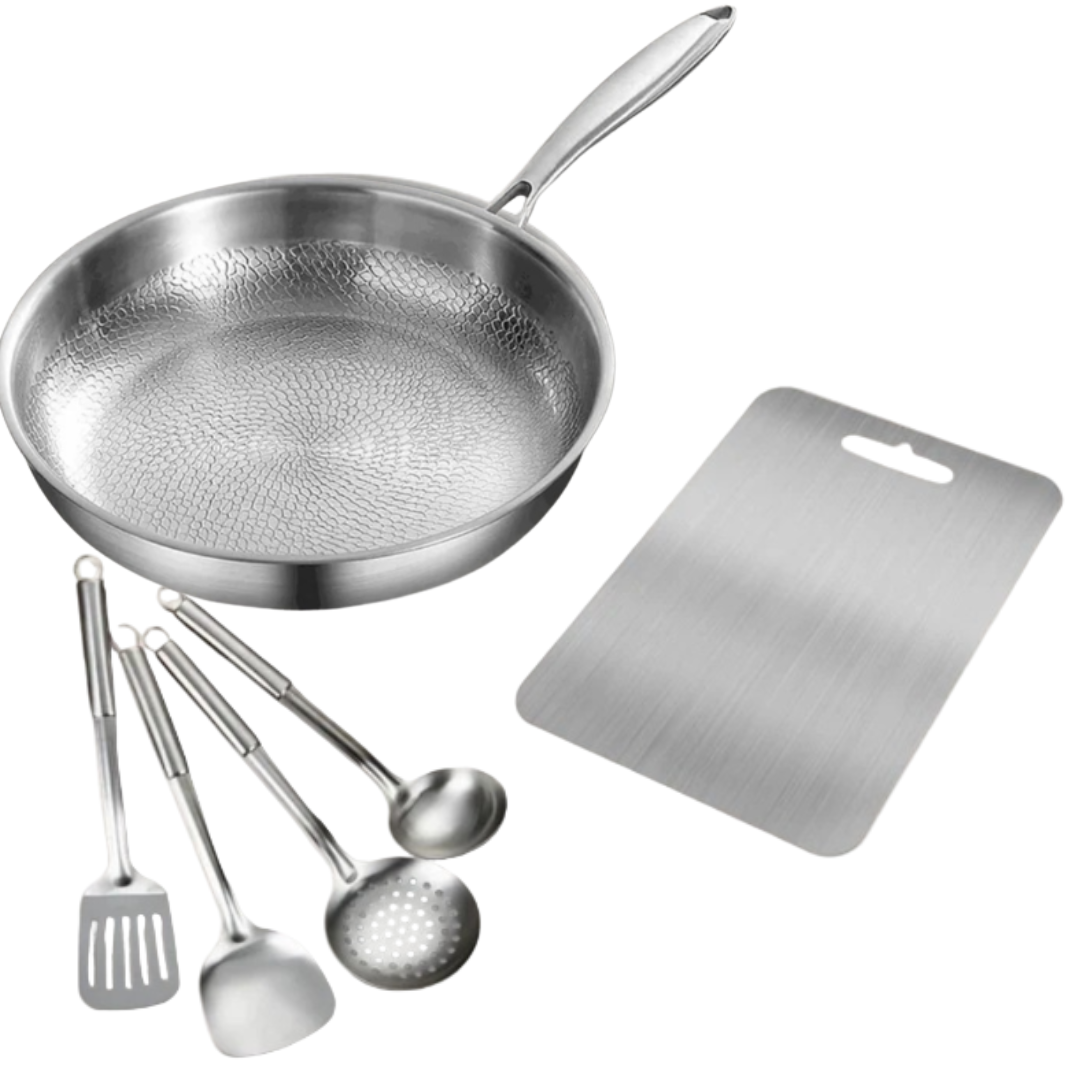 Titanium Cookware Set | PFAS-Free Hammered Pan with Utensils Bundle VexonGear