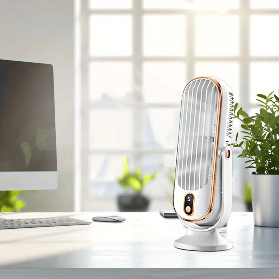 USB Desk Fan Rechargeable 3 Speed ABS Plastic Compact Design