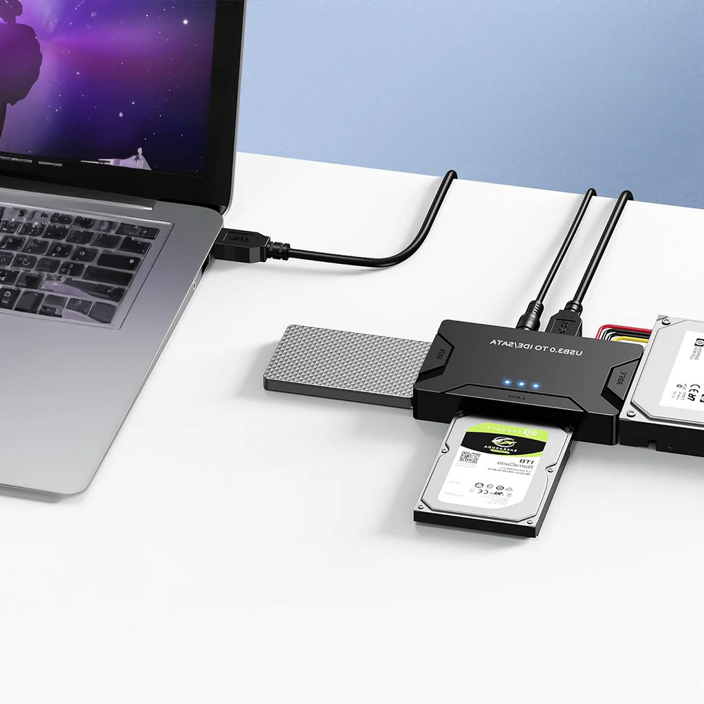 Hard Drive Adapter SATA IDE to USB 3.0 Converter Dual Interface with External Power Supply