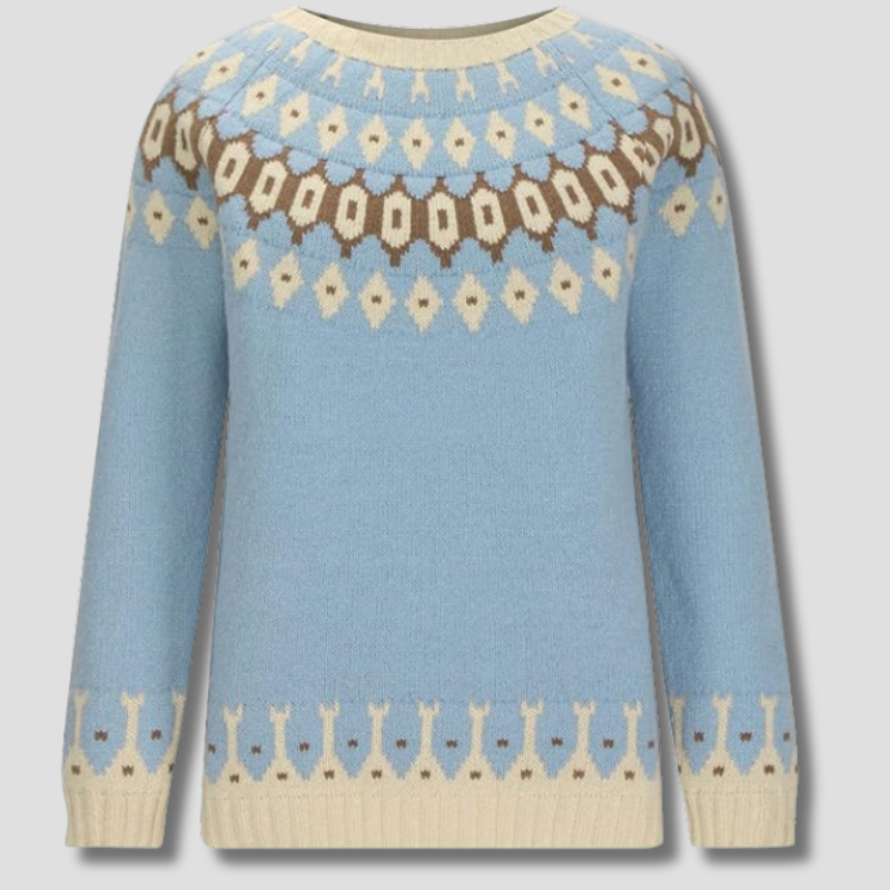 Nordic Wool Sweater | Fair Isle Pattern In Sky Blue VexonGear