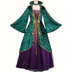 Medieval Velvet Dress | Emerald & Purple Renaissance Gown VexonGear