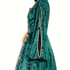 Medieval Velvet Dress | Emerald & Purple Renaissance Gown VexonGear