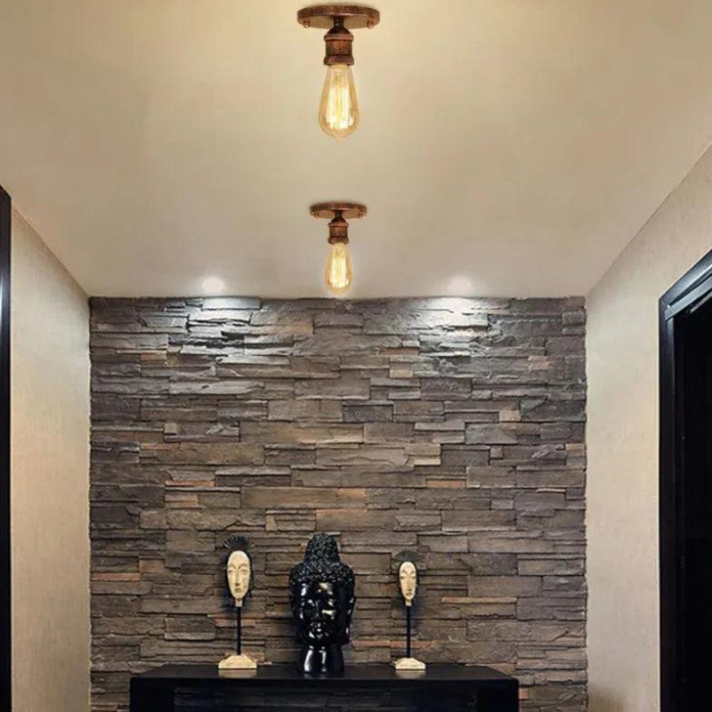 Flush Mount Ceiling Light Vintage Style E27 Hardwired Indoor Lighting VexonGear