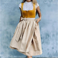 Traditional Dirndl Dress | Orange Bodice with Beige Apron VexonGear