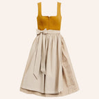 Traditional Dirndl Dress | Orange Bodice with Beige Apron VexonGear