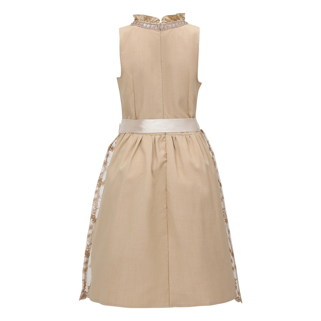 Traditional Dirndl Dress | Vintage Apricot With Lace Apron VexonGear