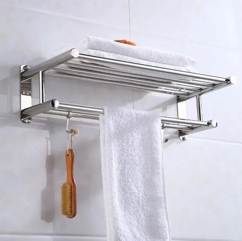 Wall-Mounted Stainless Steel Towel Rack - Space-Saving Bathroom Towel Storage for Towels and Bathrobes VexonGear
