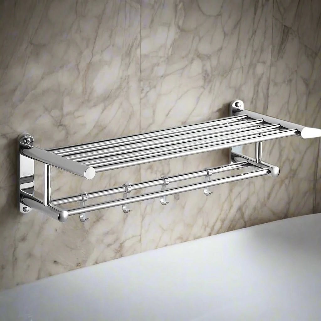 Wall-Mounted Stainless Steel Towel Rack - Space-Saving Bathroom Towel Storage for Towels and Bathrobes VexonGear